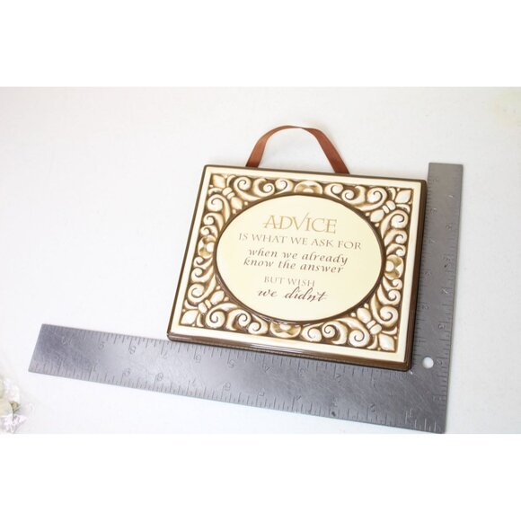 Ceramic Plaque Advice is What We Ask For Vintage Brown Glaze Wall 91848 - Picture 4 of 5
